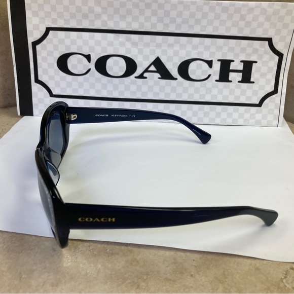 New Coach HC8161F L563 51104L Dark Navy Blue with Silver C’s Sunglasses. - Picture 7 of 12